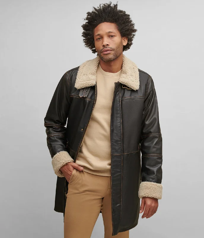 Men's Coats with Vintage StyleBrett Faux Fur Lined Coat