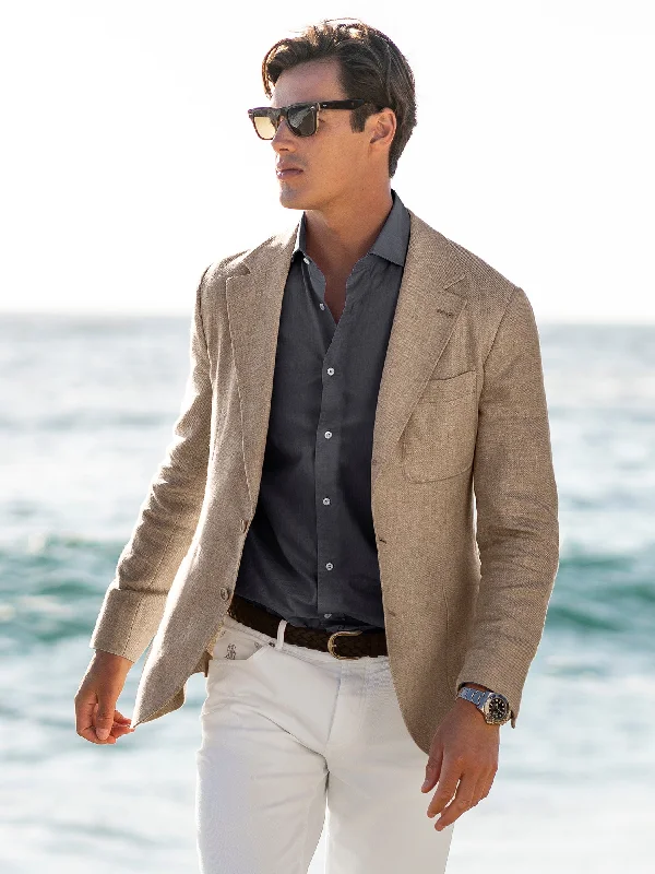 Men's Coats without LiningWoven Linen Jacket