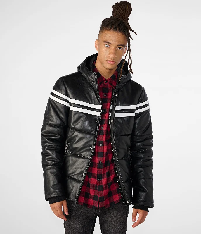 Practical Men's RaincoatsLandon Hooded Puffer With Stripe