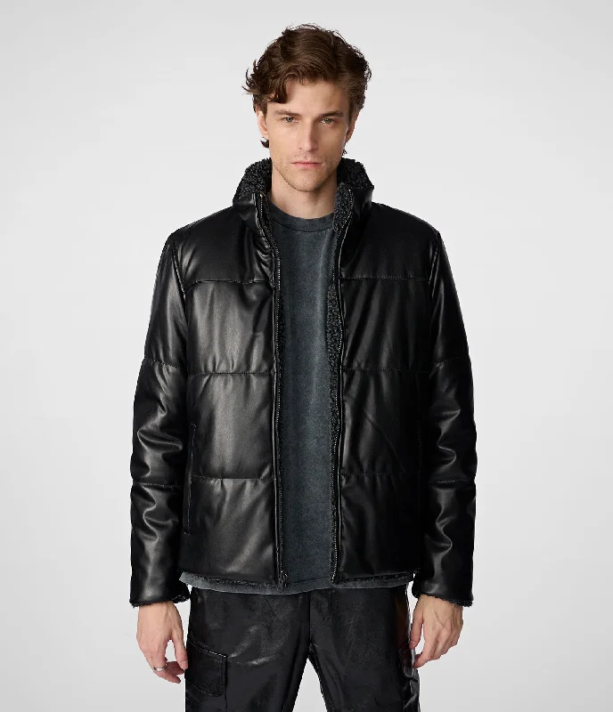 Winter-Ready Men's CoatsFaux Leather Sherpa Puffer