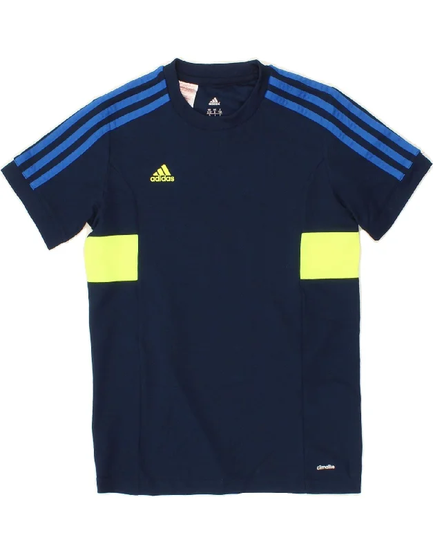 Men's Shirts with Barrel CuffsADIDAS Boys Climalite T-Shirt Top 11-12 Years Navy Blue Colourblock