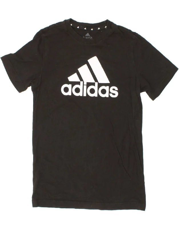Men's Shirts with Raw-Edge HemlinesADIDAS Boys Graphic T-Shirt Top 15-16 Years Black Cotton