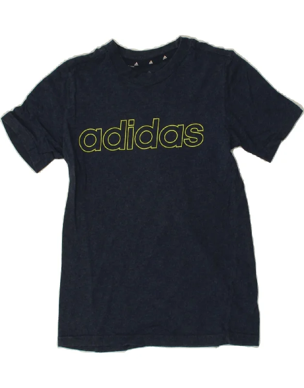 Men's Shirts with Cowl NecksADIDAS Boys Graphic T-Shirt Top 9-10 Years Blue Cotton