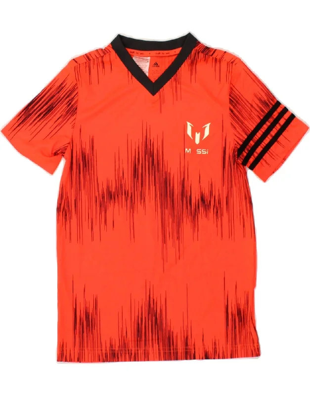 Men's Shirts for Beach OutingsADIDAS Boys MESSI Graphic T-Shirt Top 11-12 Years Orange Striped Polyester Men's Shirts for Beach OutingsADIDAS Boys MESSI Graphic T-Shirt Top 11-12 Years Orange Striped Polyester