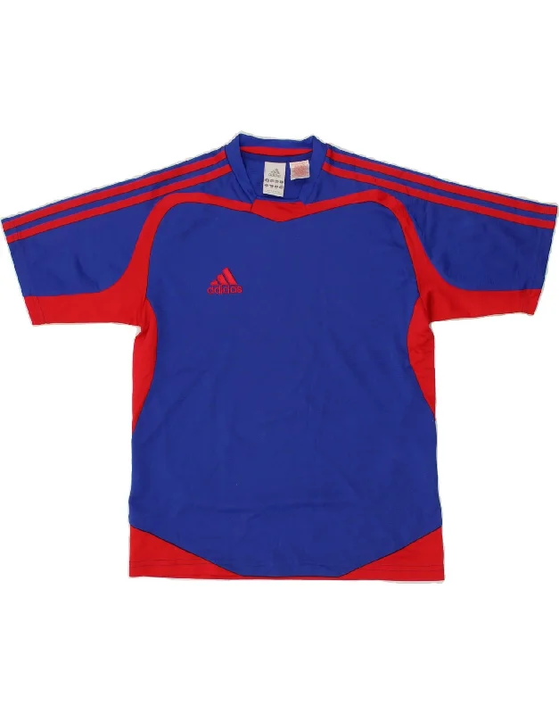 Men's Shirts with Convertible CollarsADIDAS Boys T-Shirt Top 13-14 Years Large  Blue Colourblock Polyester