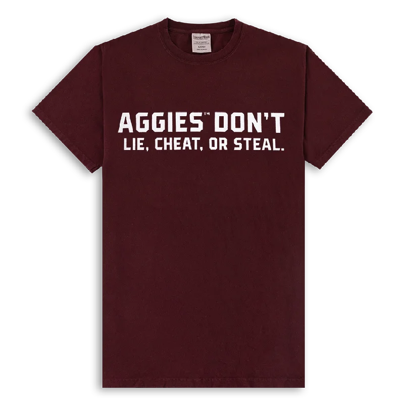 Men's Shirts with Embellished SleevesAggies Don't Lie, Cheat, or Steal T-Shirt