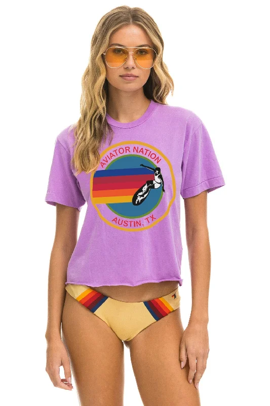 Men's Shirts with Asymmetrical HemlinesAVIATOR NATION AUSTIN BOYFRIEND TEE - NEON PURPLE Men's Shirts with Asymmetrical HemlinesAVIATOR NATION AUSTIN BOYFRIEND TEE - NEON PURPLE