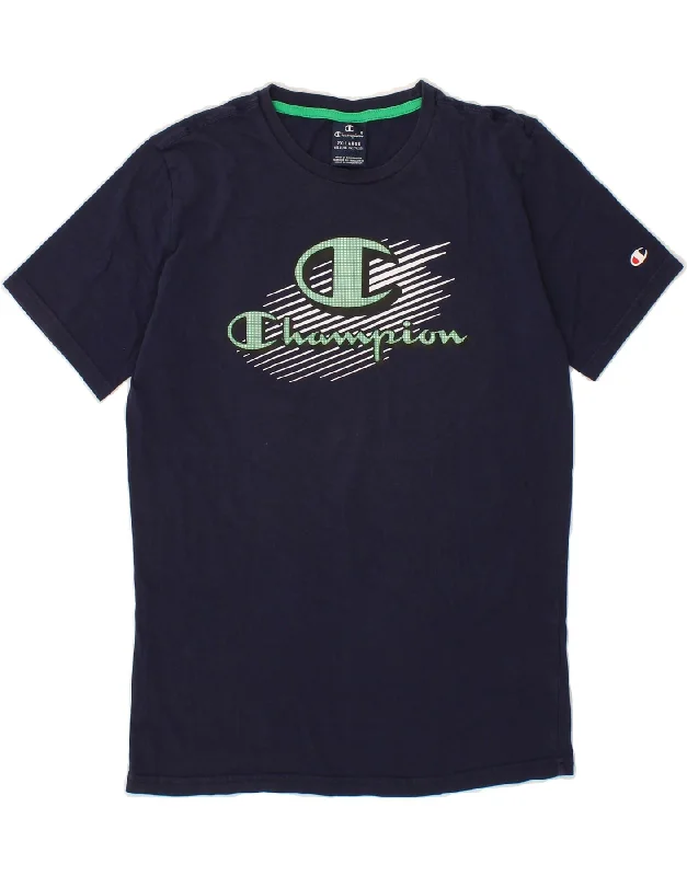 Men's Shirts with Embellished CollarsCHAMPION Boys Graphic T-Shirt Top 15-16 Years 2XL Navy Blue Cotton