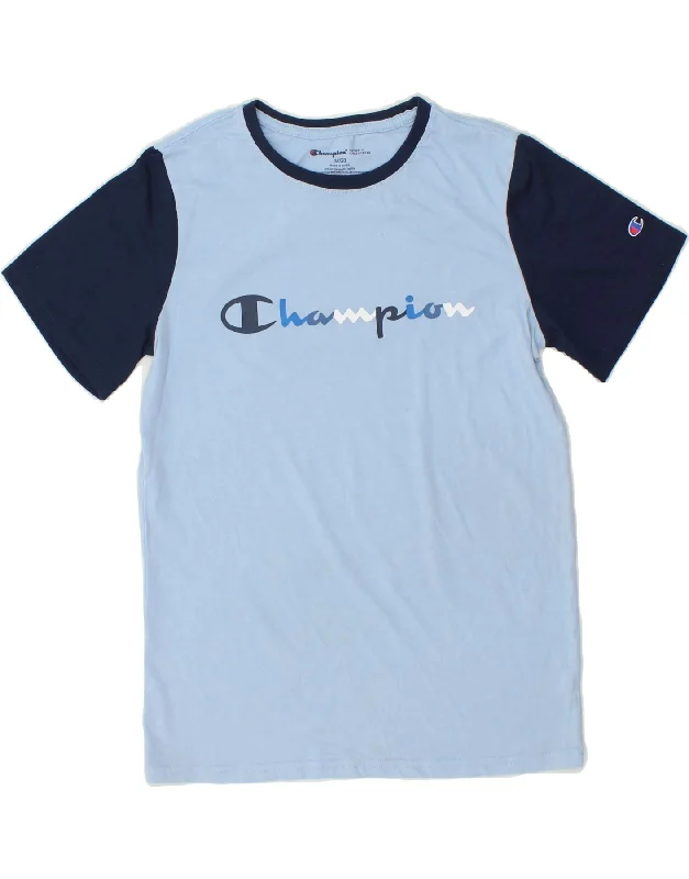 Men's Long-Sleeved ShirtsCHAMPION Boys Graphic T-Shirt Top 15-16 Years XL Blue Colourblock Cotton Men's Long-Sleeved ShirtsCHAMPION Boys Graphic T-Shirt Top 15-16 Years XL Blue Colourblock Cotton
