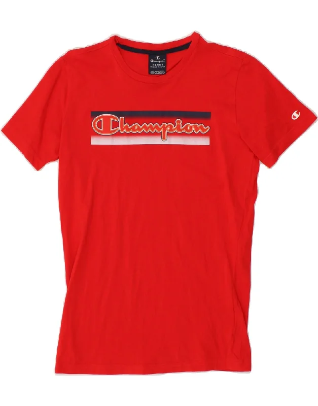 Men's Shirts with Logo EmbossmentsCHAMPION Girls Graphic T-Shirt Top 13-14 Years XL Red Cotton