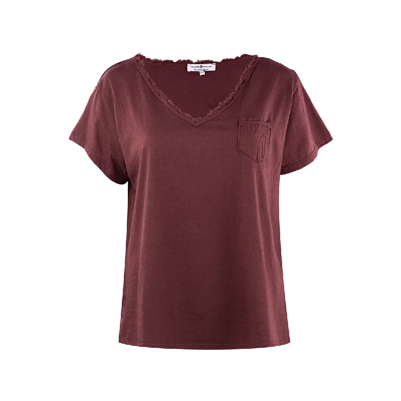 Men's Unique and Designer TopsCollegiate Outfitters Maroon V-Neck Frayed Tee