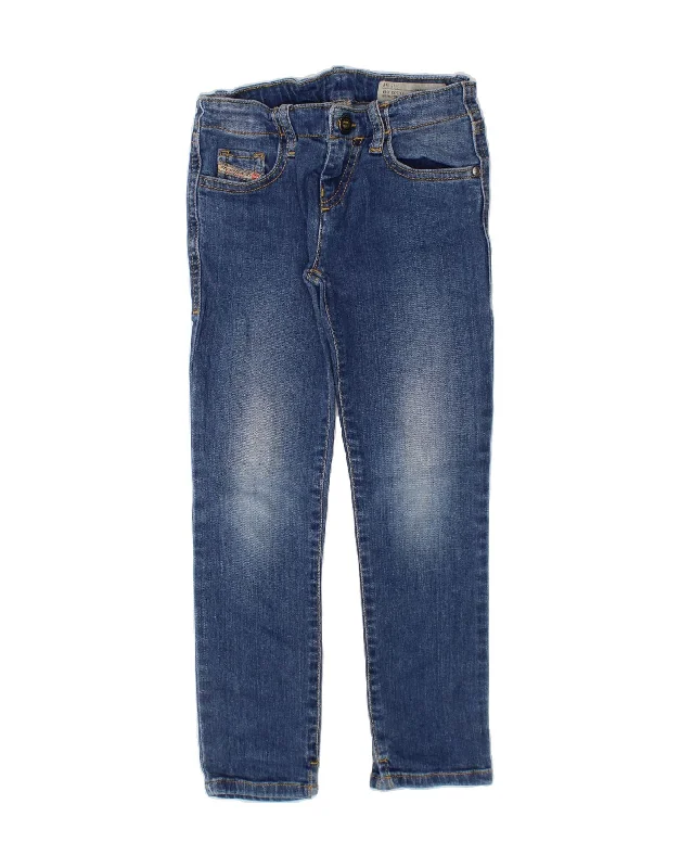 Men's Jeans with a Distressed LookDIESEL Girls Straight Jeans 4-5 Years W20 L19 Blue Cotton