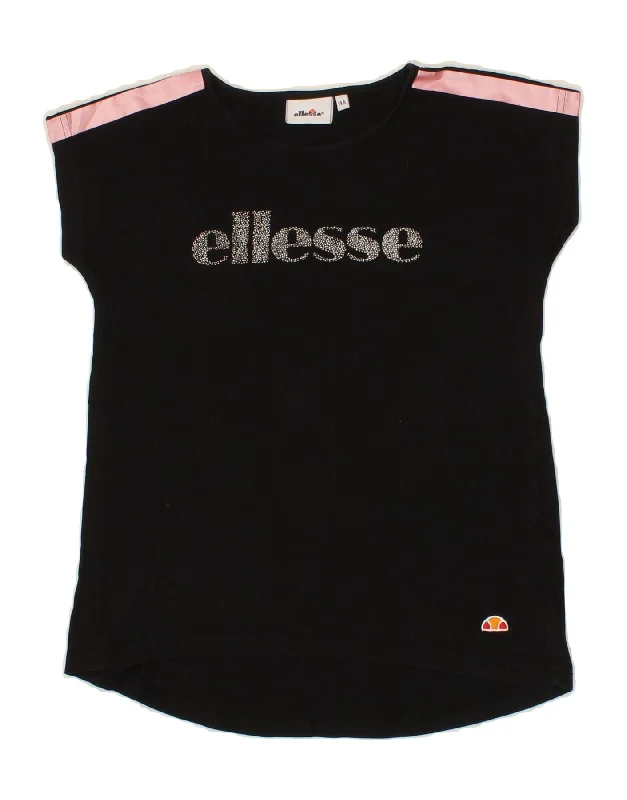 Men's Shirts with Mock NecksELLESSE Girls Graphic T-Shirt Top 13-14 Years Black Cotton