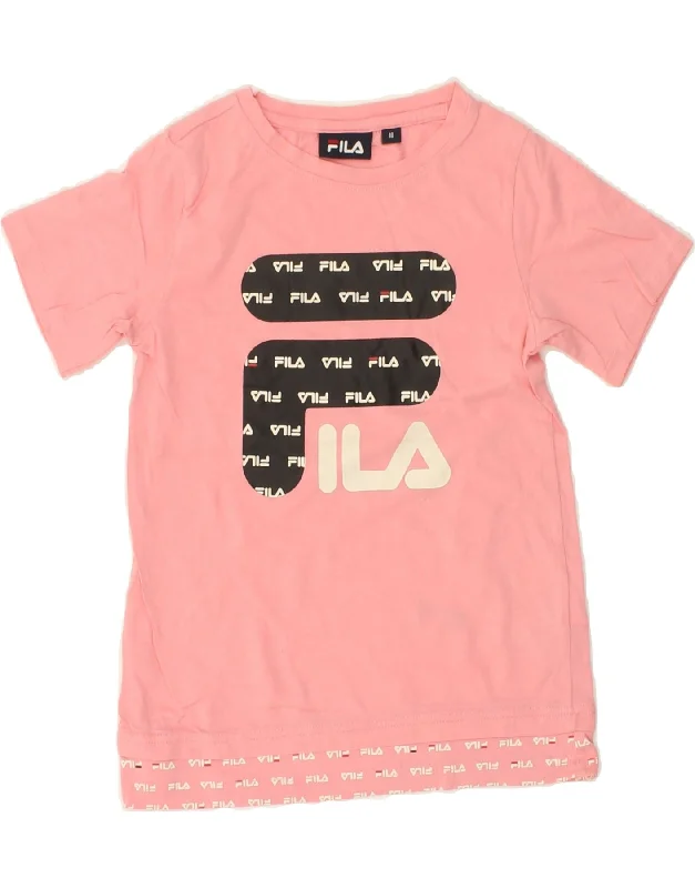 Men's Shirts with Elastic WaistbandsFILA Girls Graphic T-Shirt Top 9-10 Years Pink Cotton