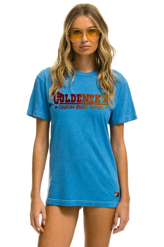 Men's Shirts with Appliquéd SleevesGOLDENSKY FESTIVAL 2024 UNISEX CREW TEE - COBALT Men's Shirts with Appliquéd SleevesGOLDENSKY FESTIVAL 2024 UNISEX CREW TEE - COBALT