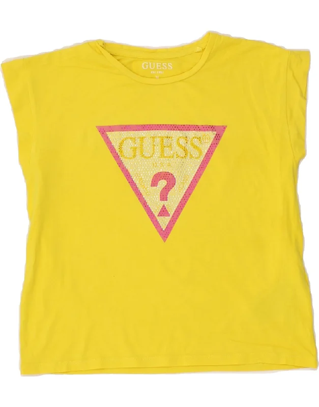 Men's Shirts with Abstract DesignsGUESS Girls Graphic T-Shirt Top 15-16 Years Yellow Cotton Men's Shirts with Abstract DesignsGUESS Girls Graphic T-Shirt Top 15-16 Years Yellow Cotton