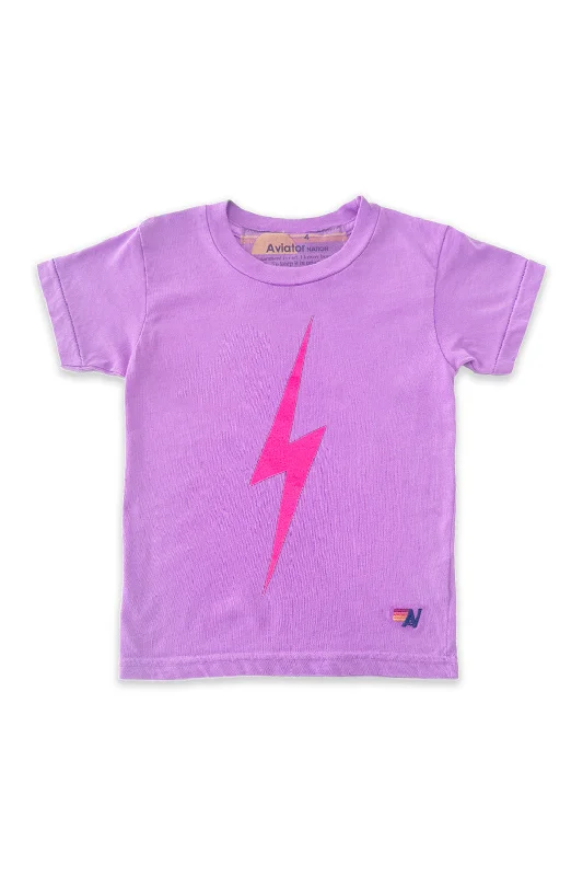 Men's Shirts with Hidden ButtonsKID'S BOLT TEE - NEON PURPLE // NEON PINK