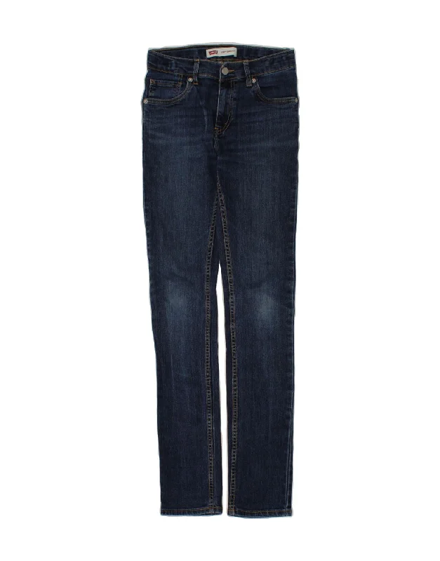 Mid-Waisted Men's JeansLEVI'S Boys 510 Skinny Jeans 11-12 Years W26 L31  Navy Blue Cotton