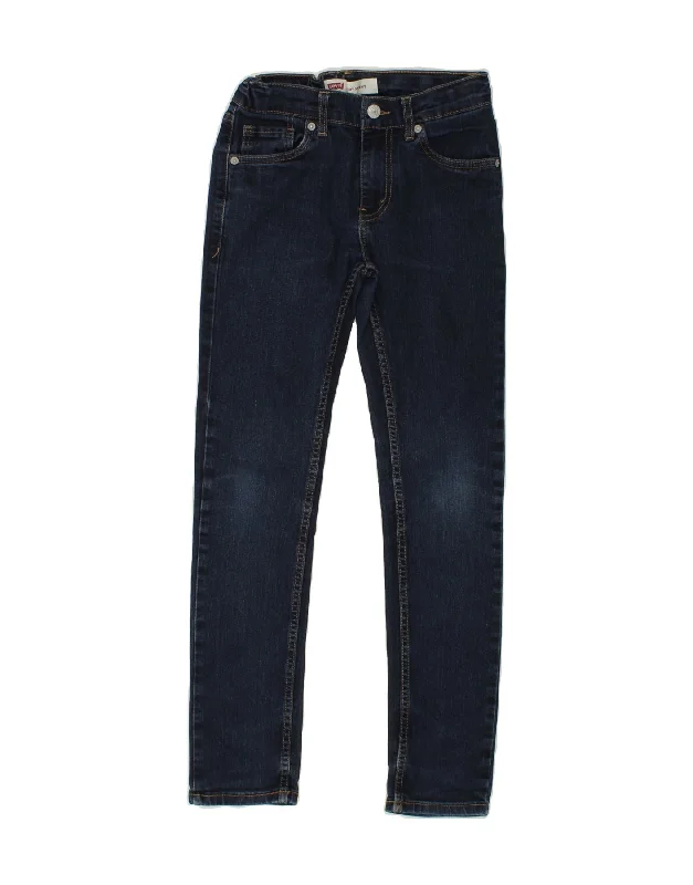 Vintage Men's JeansLEVI'S Girls 510 Skinny Jeans 11-12 Years W28 L27 Navy Blue Cotton