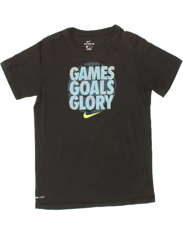 Men's Shirts with Belt AttachmentsNIKE Boys Graphic T-Shirt Top 12-13 Years Large Black Cotton