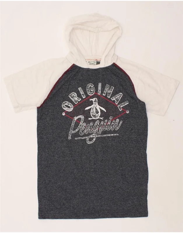 Men's Shirts with Spread CollarsPENGUIN Boys Hooded Graphic T-Shirt Top 15-16 Years XL Grey Colourblock Men's Shirts with Spread CollarsPENGUIN Boys Hooded Graphic T-Shirt Top 15-16 Years XL Grey Colourblock