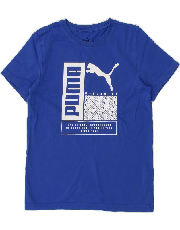 Men's Shirts with Geometric PatternsPUMA Boys Graphic T-Shirt Top 11-12 Years Blue Cotton