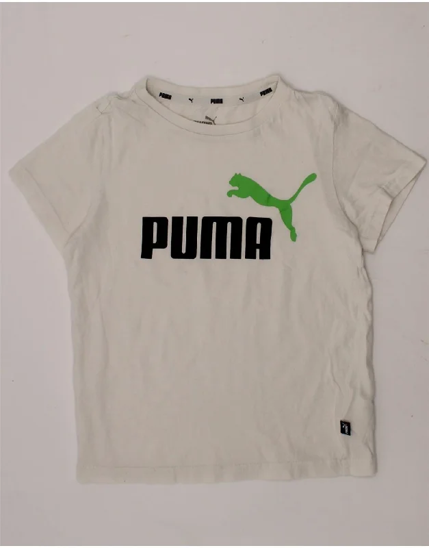 Men's Sleeveless TopsPUMA Boys Graphic T-Shirt Top 7-8 Years Small White Cotton