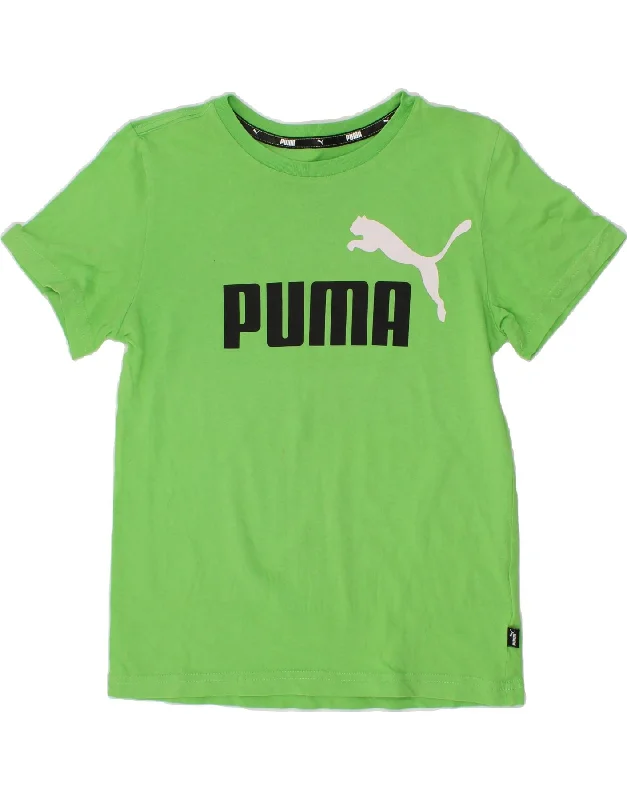 Men's Three-Quarter Sleeved TopsPUMA Boys Graphic T-Shirt Top 9-10 Years Medium Green Cotton Men's Three-Quarter Sleeved TopsPUMA Boys Graphic T-Shirt Top 9-10 Years Medium Green Cotton