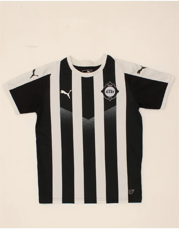 Men's Shirts with French CuffsPUMA Boys T-Shirt Top 11-12 Years Black Striped Polyester