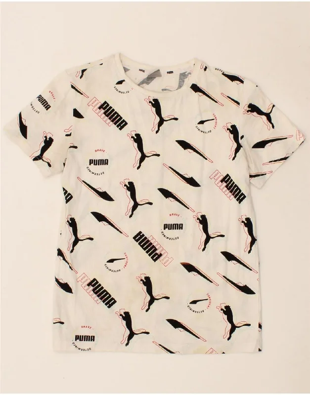 Men's Shirts with Contrast CollarsPUMA Boys T-Shirt Top 13-14 Years White Animal Print Men's Shirts with Contrast CollarsPUMA Boys T-Shirt Top 13-14 Years White Animal Print