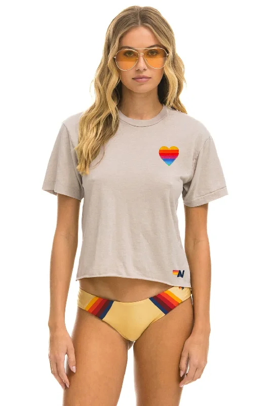 Men's Shirts with Tab CollarsRAINBOW HEART STITCH BOYFRIEND TEE - SAND
