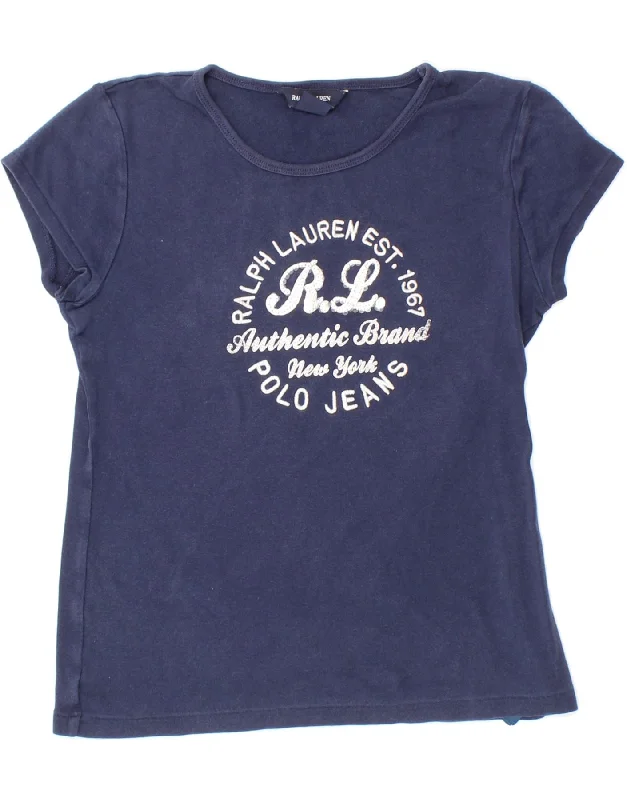 Men's Shirts with Button-Down PocketsRALPH LAUREN Girls Graphic T-Shirt Top 12-13 Years Large Navy Blue Cotton Men's Shirts with Button-Down PocketsRALPH LAUREN Girls Graphic T-Shirt Top 12-13 Years Large Navy Blue Cotton
