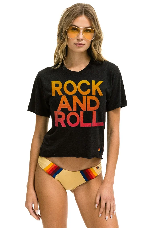 Men's Shirts with Patchwork SleevesROCK & ROLL FADE BOYFRIEND TEE - CHARCOAL