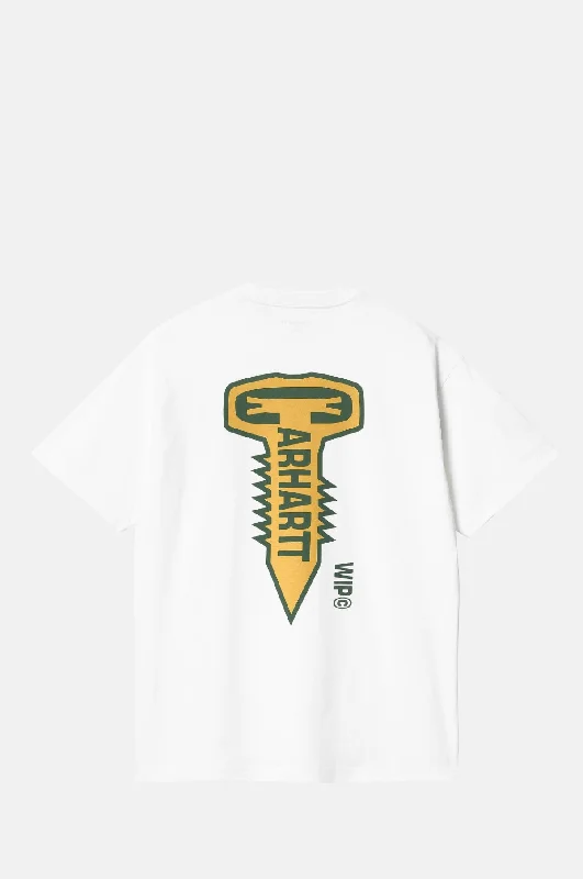 Men's Shirts with Scoop NecksS/S Cross Screw T-Shirt White