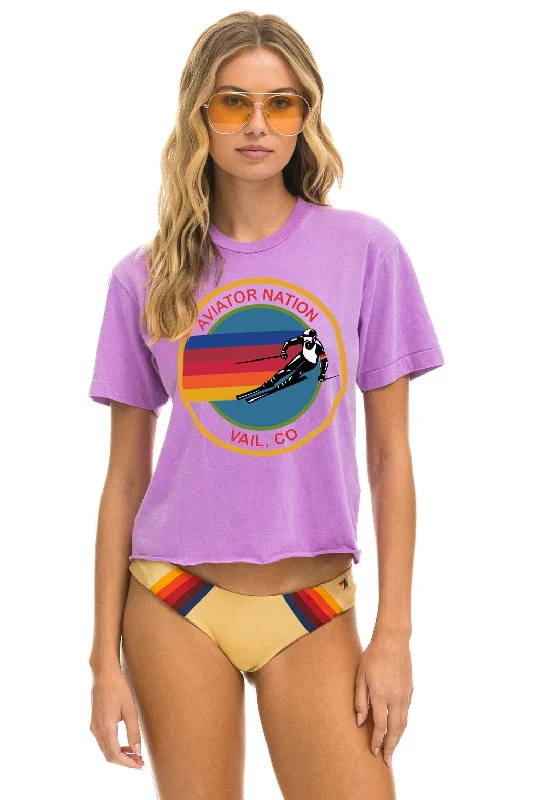 Men's Shirts with Surplice HemlinesSIGNATURE VAIL BOYFRIEND TEE - NEON PURPLE