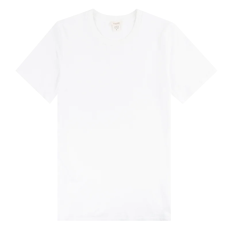 Men's Shirts with Mock NecksWhite Plain Crewneck Cotton T-Shirt
